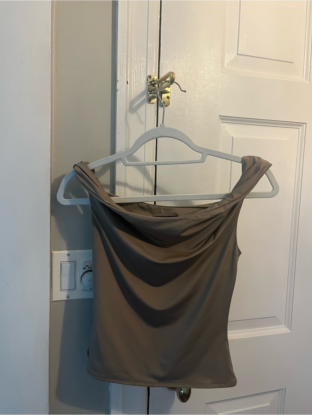 Cotton Candy Neutral Taupe Sleeveless Cowl Top